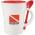 Promotional Giveaway Drinkware | Dolce 10-Oz. Ceramic Mug With Spoon Red Trim